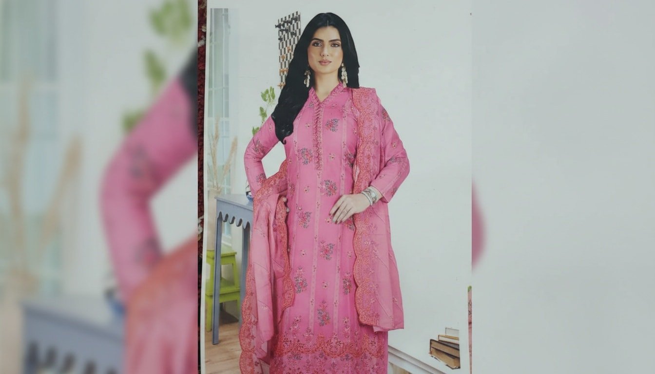 Elegant soft half silk-inspired Pakistani dress-11116