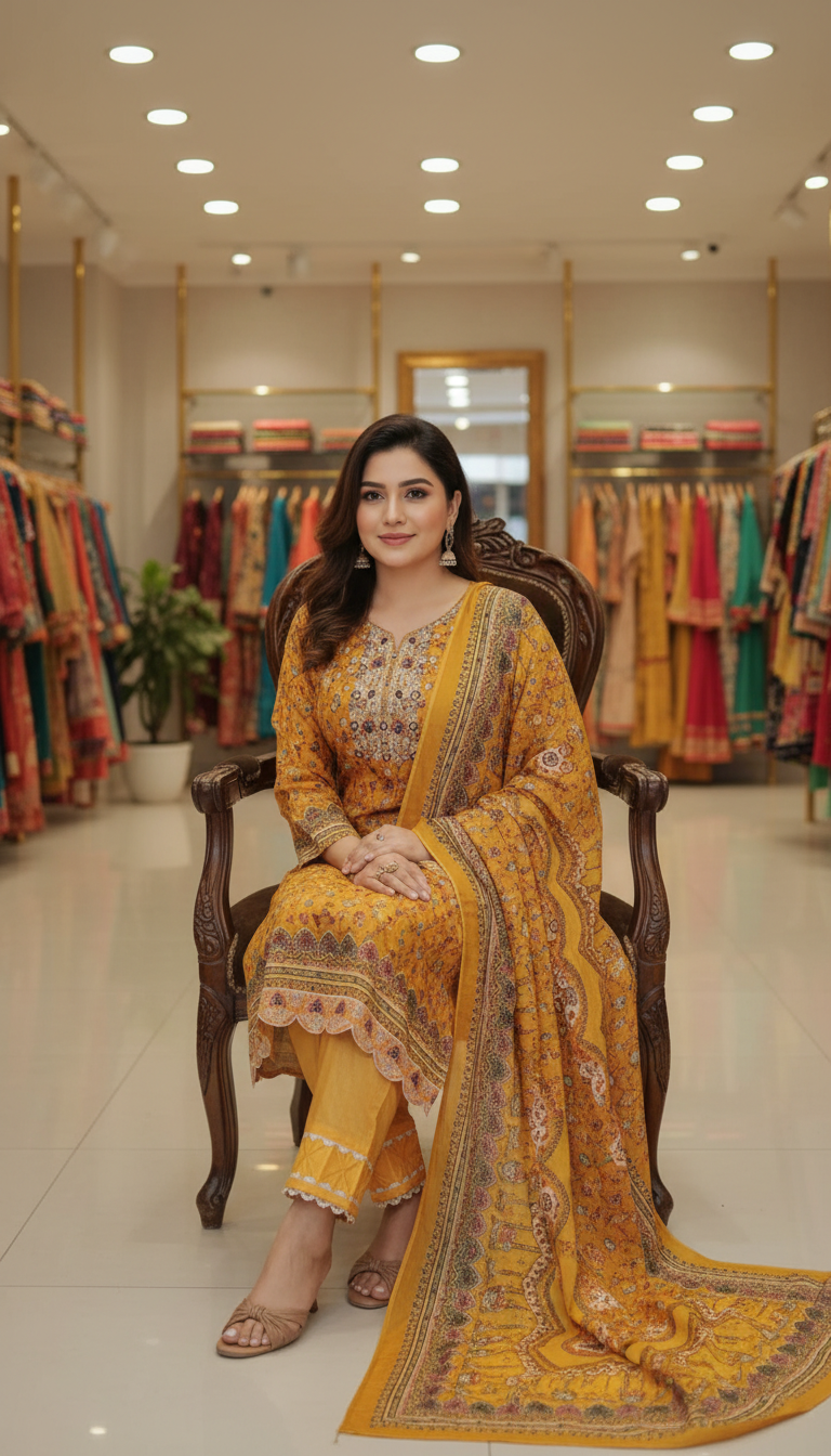 Elegent Embridary Cotton Three piece 707