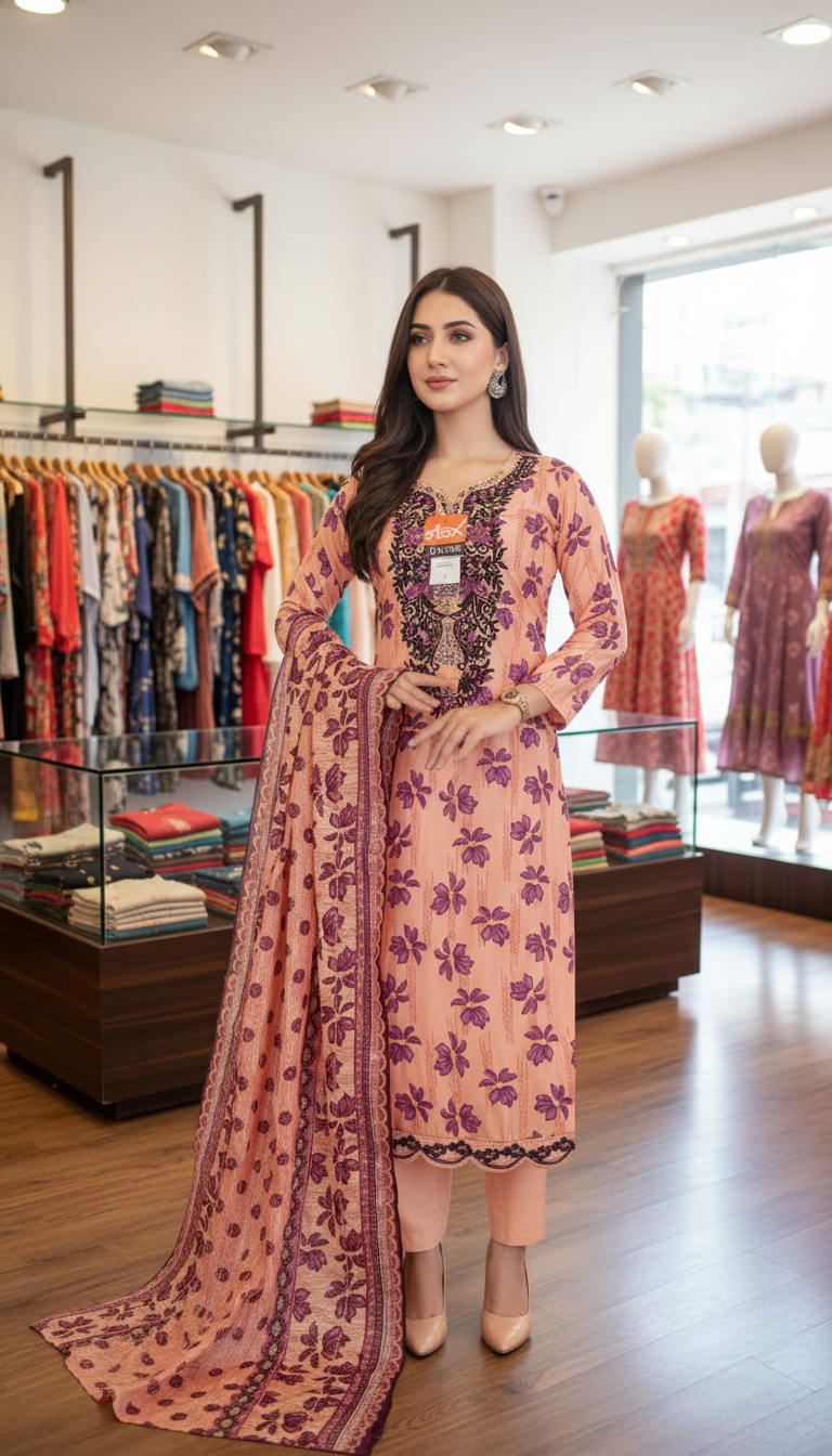 Elegent Embridary Cotton Three piece 705