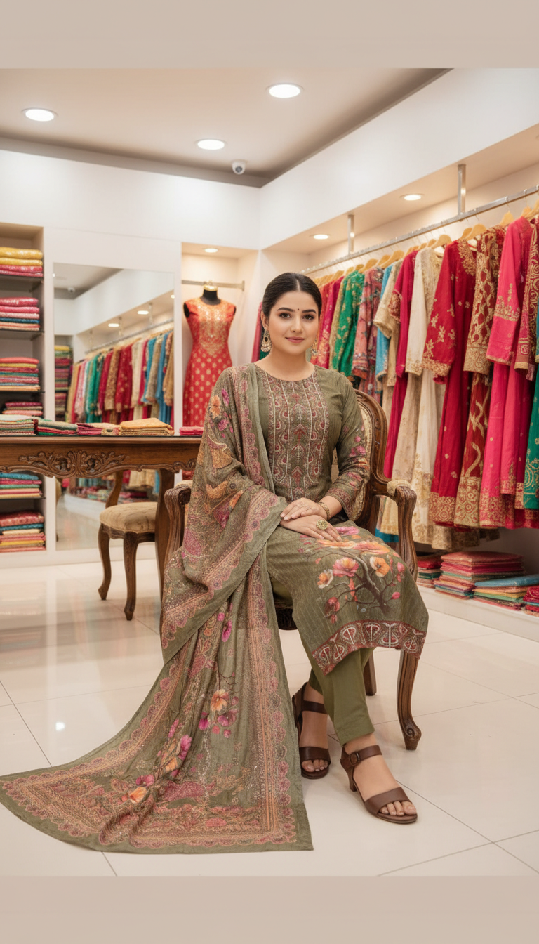 Embridary Cotton Three piece 10902